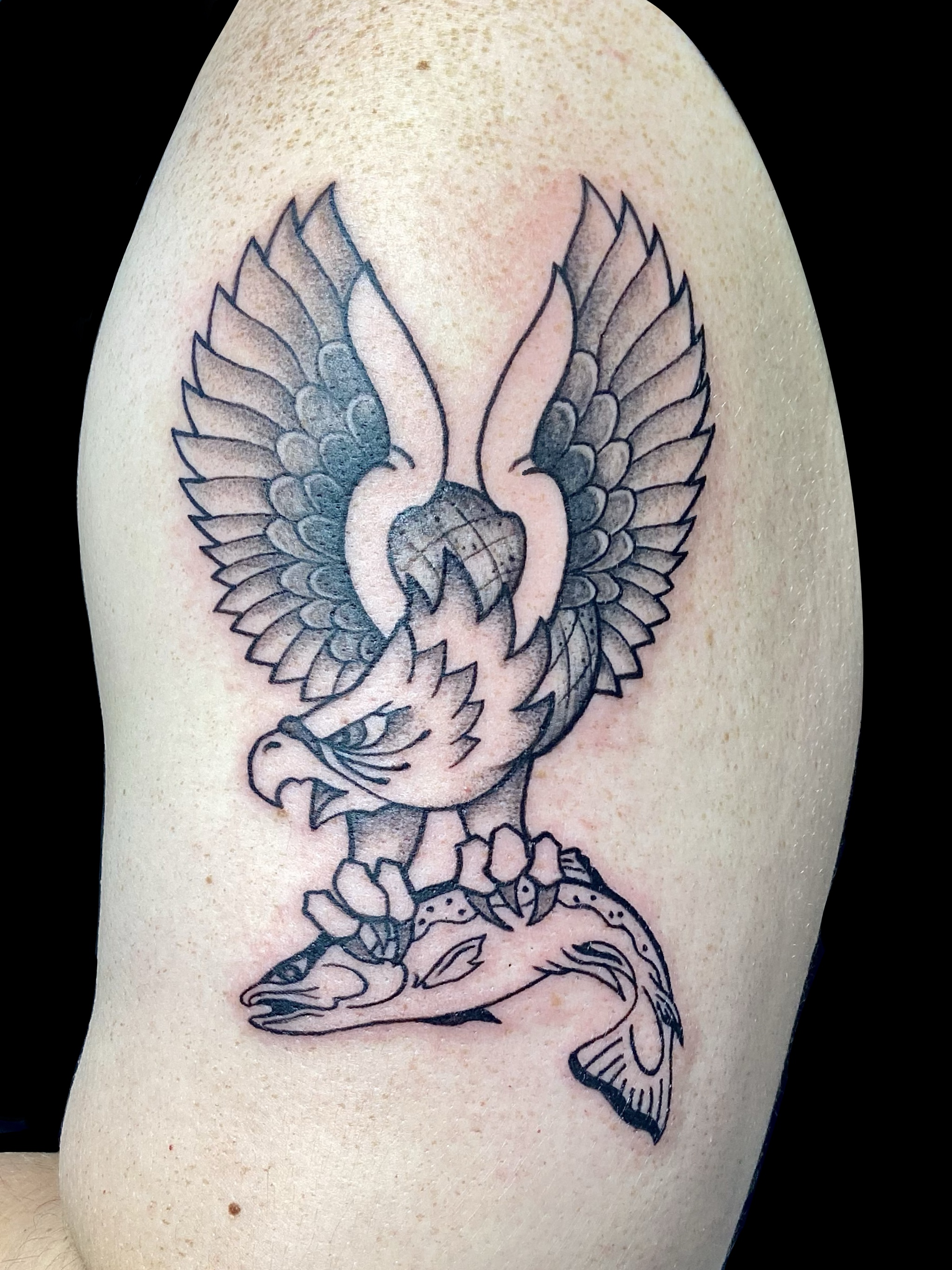 Traditional eagle tattoo gallery cover by Embodiment of Ink